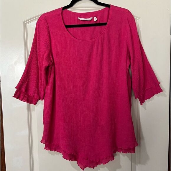 SOFT SURROUNDINGS Siesta Key Tunic Raspberry Daiquiri Pink Blouse Women’s Small - Picture 2 of 5